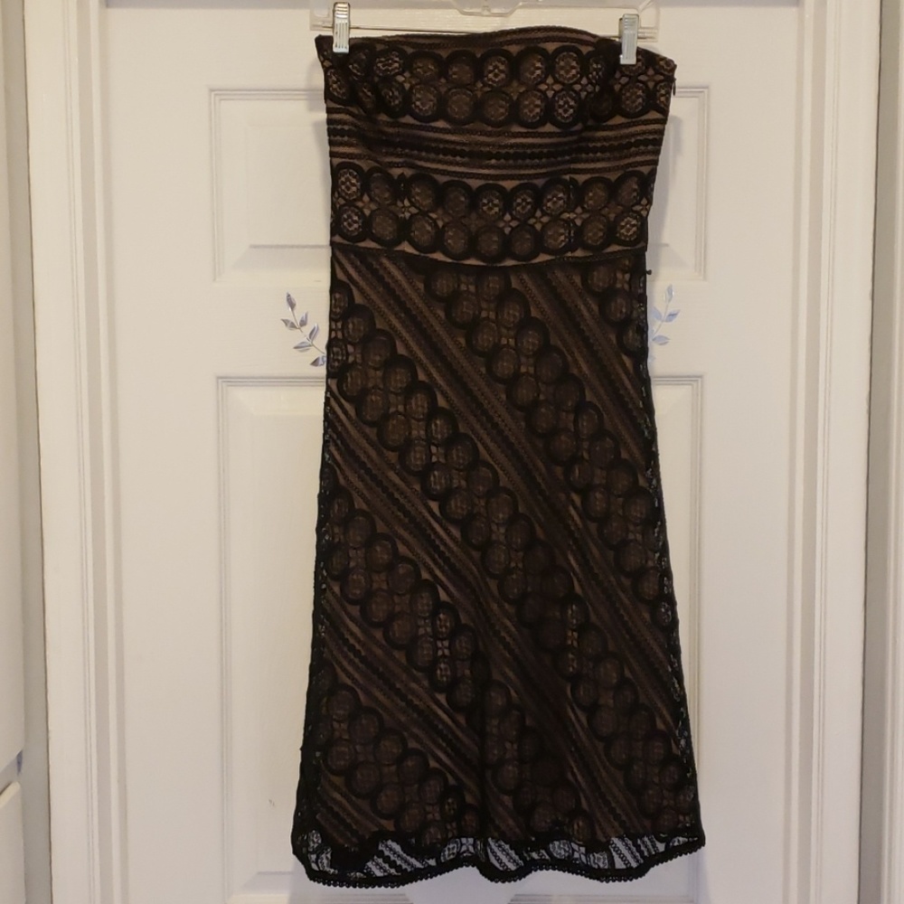 ANN TAYLOR LOFT Black Lack Sleeveless Overlay Dress, Size 2